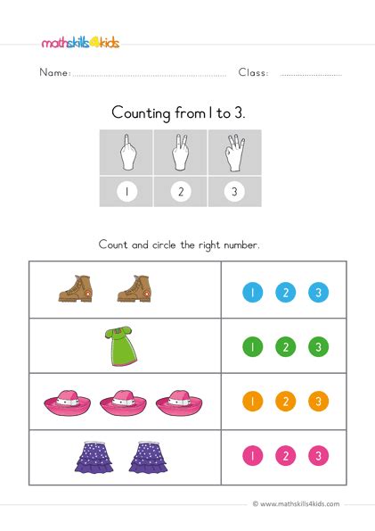 Preschool Math Worksheets Counting To 3 Learn To Count Up To 3