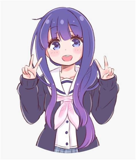 ftestickers anime girl animegirl chibi shoolgirl cute purple anime girl chibi png image