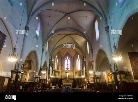 View through nave towards the altar & apse of the hilltop church