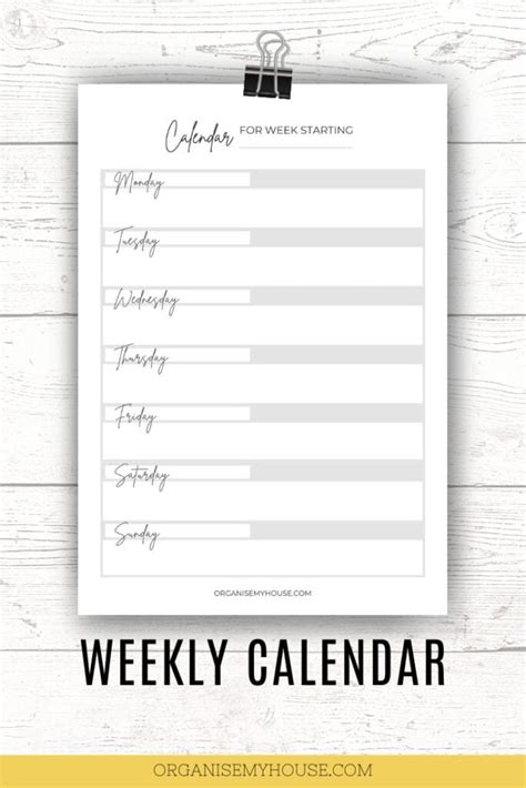 Free Weekly Printable Calendar Template Youll Love To Use