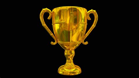 Animated Gold Trophy With Matte Surface Finish Spinning Against