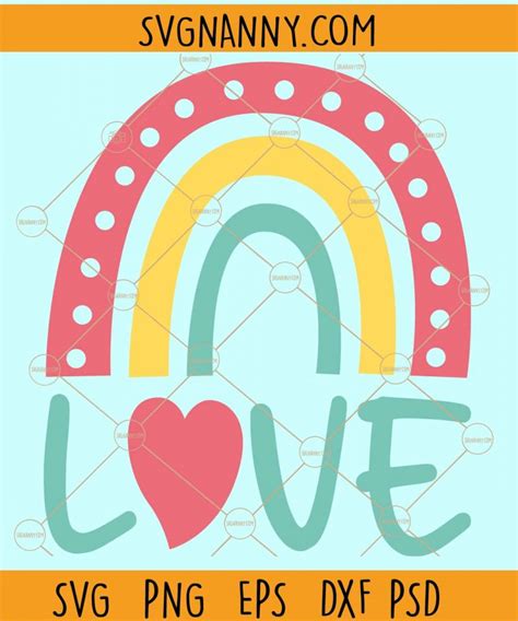 Love Rainbow Svg Rainbow Svg Boho Rainbow Svg Love Heart Svg Love