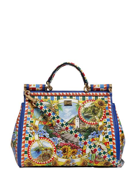 Lyst Dolce And Gabbana Medium Sicily Sicilia Print Leather Bag