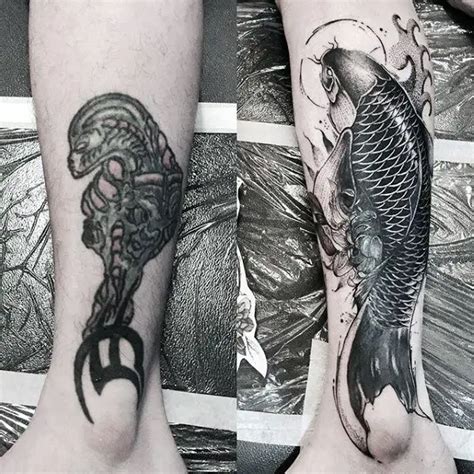 Koi Fish Tattoo Cover Up Ideas On Leg For Males Lazy Penguins