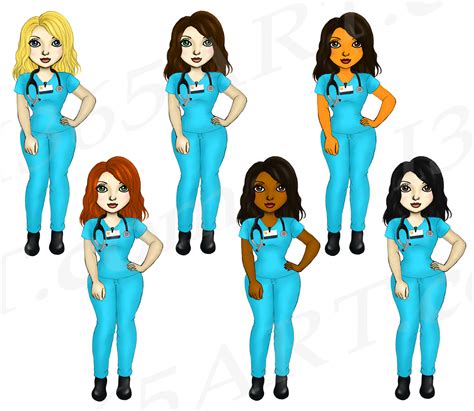 Nurse Girls Clipart Fashion Girls Planner Illustrations I 365 Art