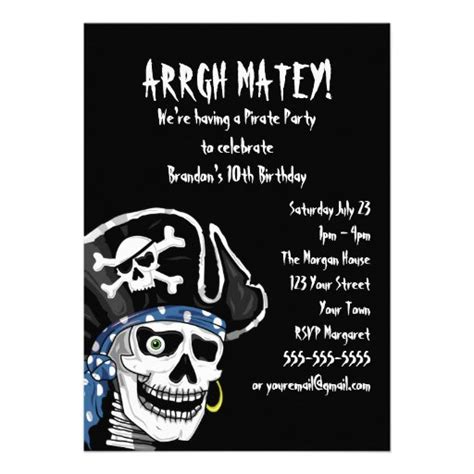 Customizable Pirate Party Personalized Invitation