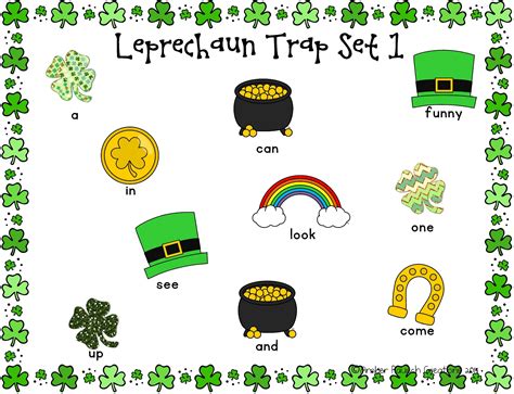 St Patricks Day Leprechaun Trap Preschool Printable Sight Word Game