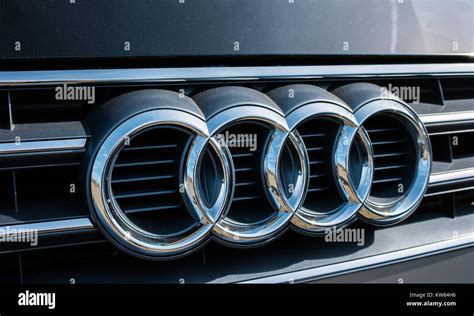 Audi Emblem On A Car Grill Audi Is A German Automobile Manufacturer