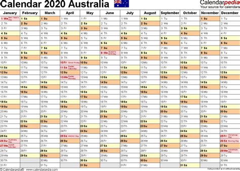 Fresh 2020 Printable Calendar Australia Free Printabl