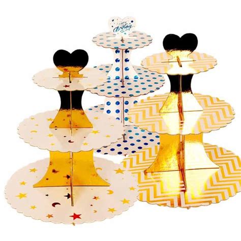 Ynaayu 3 Tier Cupcake Stand Paperboard Solid Cake Stand Diy Cake And