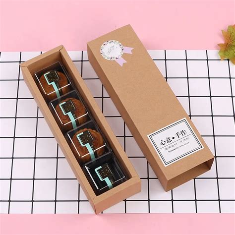 Drawer Kraft Paper Cookie Box Macaron Dessert Packaging Candy Snacks Eco Friendly Packing Boxes
