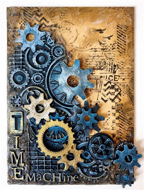 Time Machine Stamperia Collection Steampunk Mixed Media Art Mixed