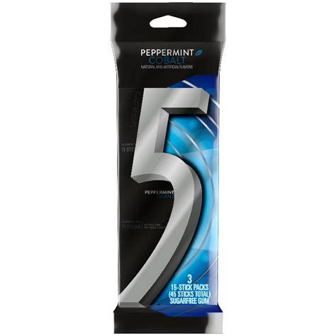 5 Gum Peppermint Cobalt Sugar Free Chewing Gum 15 Pieces Pack Of 3