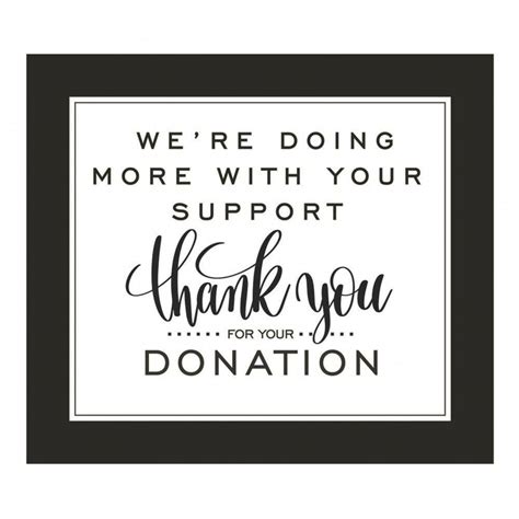 Thank You For Your Donation Sign Black Fundraising Fundraising