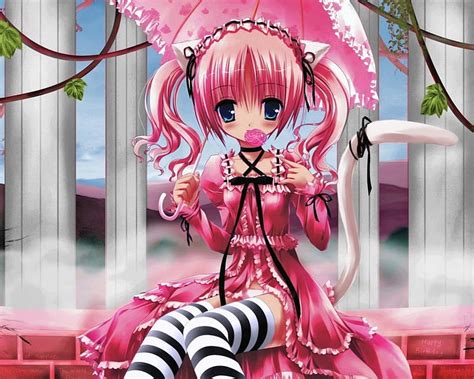 Happy Birtay Cute Girl Neko Anime Pink Hair Hd Wallpaper Peakpx