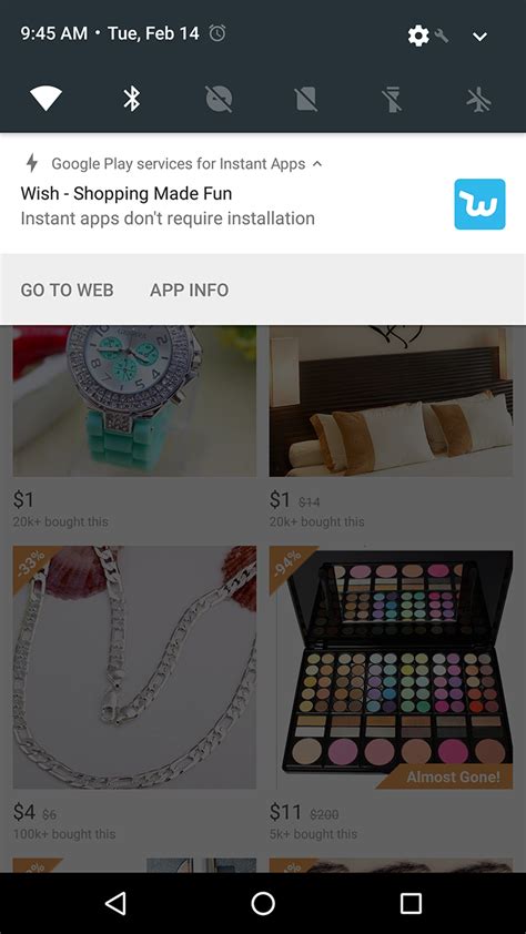 Wish is only ebay items that are redirected to the wish app. How to use Android Instant Apps - Android Authority
