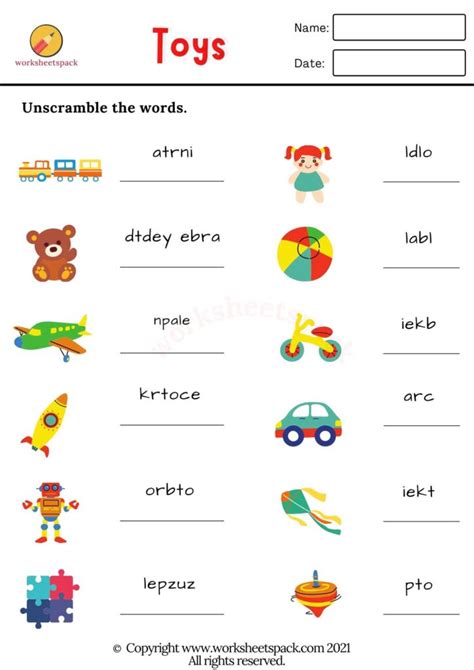 Toys Vocabulary Worksheets Pdf Printable And Online Worksheets Pack
