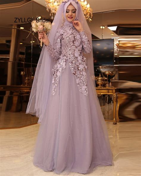 Zyllgf De Mariée 2017 Nouvelle Robe De Soirée Hijab Princesse Col Haut