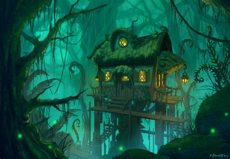 Swamp Cottage By Zanariya On Deviantart Fantasy Landscape