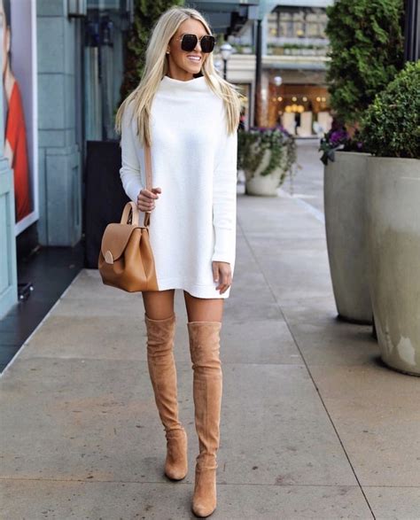 17 over the knee boot outfit looks to get inspired by styling tan over the knee boots can be