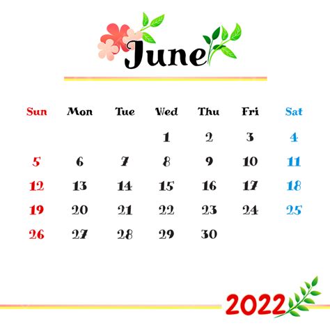 2023 Monthly Calendar Vector Png Images June 2022 Monthly Calendar Design Calendar 2022