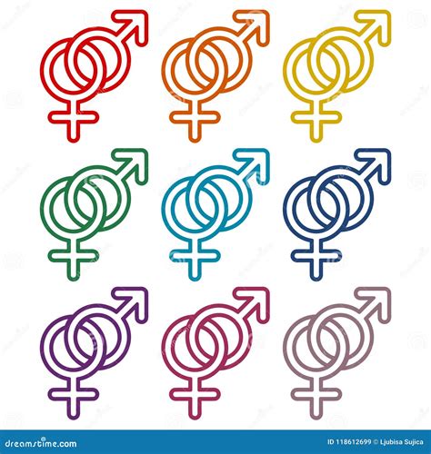 sistema de sex symbol masculino y femenino ilustración del vector ilustración de diferente