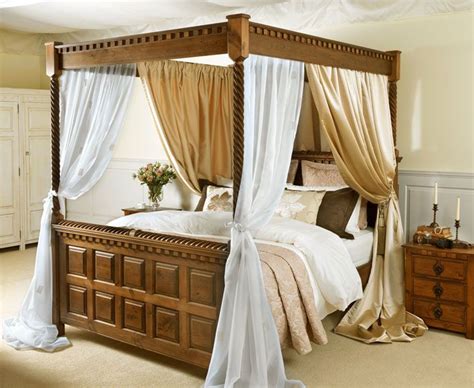 Better still, you would generate different looks at your bedroom by. Four poster with satin and voile drape | Bed interior ...