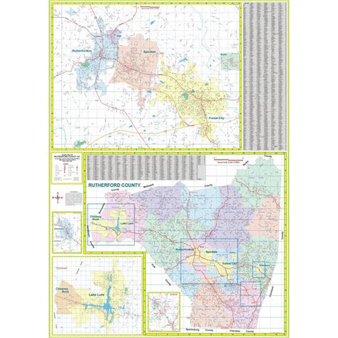 Forest City And Rutherford County Nc Wall Map The Map Shop