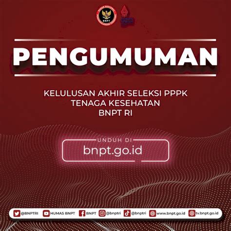 Pengumuman Kelulusan Akhir Seleksi PPPK Nakes BNPT RI Badan Nasional