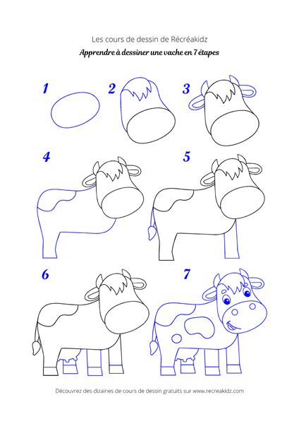 Comment Dessiner Une Vache Dessin Vache Facile Par étapes