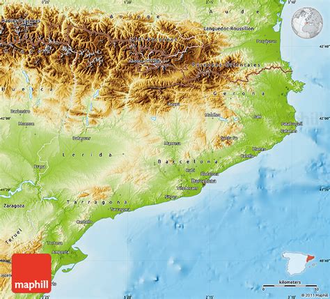 Physical Map Of Cataluna