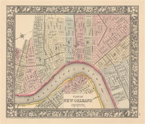 Antique Map Of New Orleans By Mitchell 1860 New
