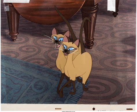 Lady And The Tramp Si And Am Production Cel Setup Walt Disney 1955 Aunt Sarah S Evil Siamese