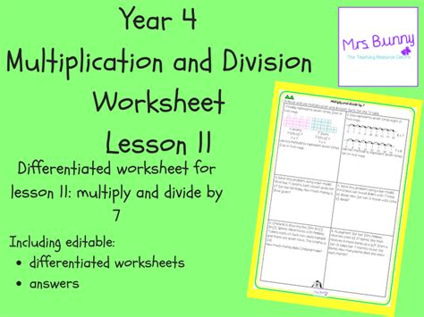 11 Multiplication And Division Multiply And Divide By 7 Worksheets