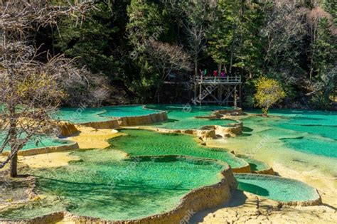 Colorful Pools In Huanglong Scenic And Historic Interest Area Sichuan