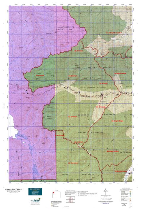 Wyoming Elk Gmu 55 Map Mytopo