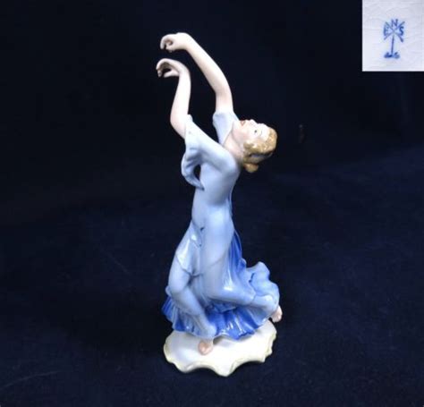 Antique Karl Ens German Art Deco Dancer Porcelain Figurine Blue Mark 8