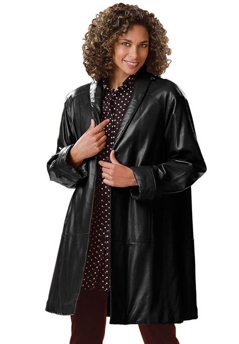Plus Size Coat Swing Style In Leather Leather Coat Womens Plus Size