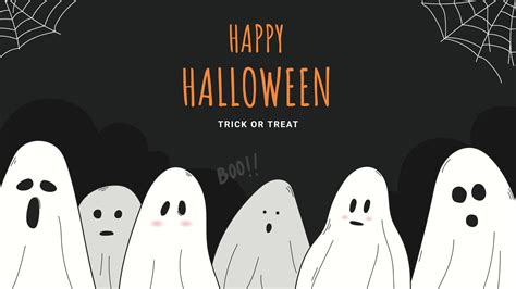 Ghosts Happy Halloween Black Background Hd Cute Halloween Wallpapers