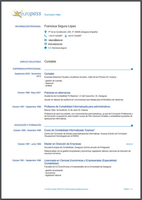 Cv Europass Qué Es Plantillas De Currículum Europeo