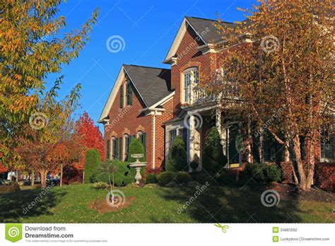 Autumn Suburban House Stock Photo Image Of Community 34881692
