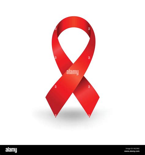 Realistic Hiv Aids Red Ribbon Symbol Vector Graphic Logo Design Stock