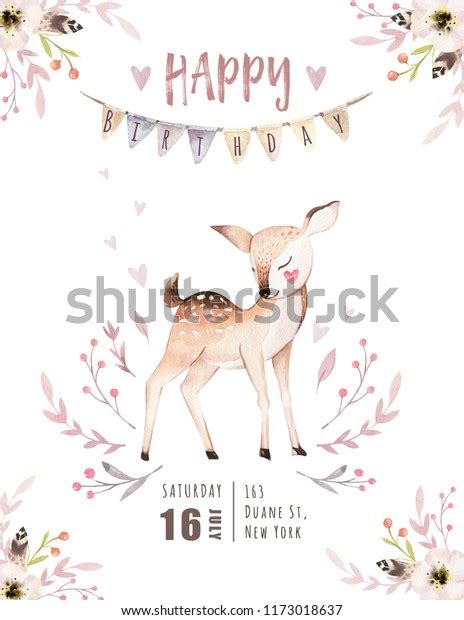 Cute Baby Deer Animal Nursery Isolated Stock Illustration 1173018637