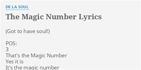 the magic number lyrics by de la soul pos 3 that s the