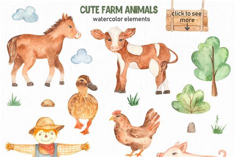 Cute farm animals Watercolor | Cute farm animals, Farm animals watercolor, Watercolor animals