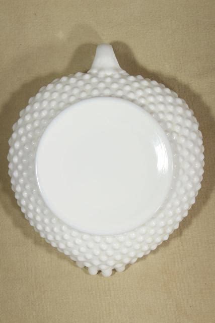 Heart Shaped Nappy Vintage Fenton Hobnail Milk Glass Crimped Candy