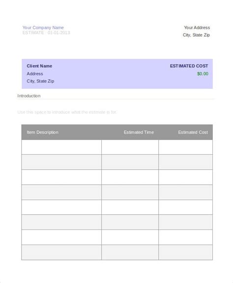 Word Estimate Template 12 Free Word Documents Download