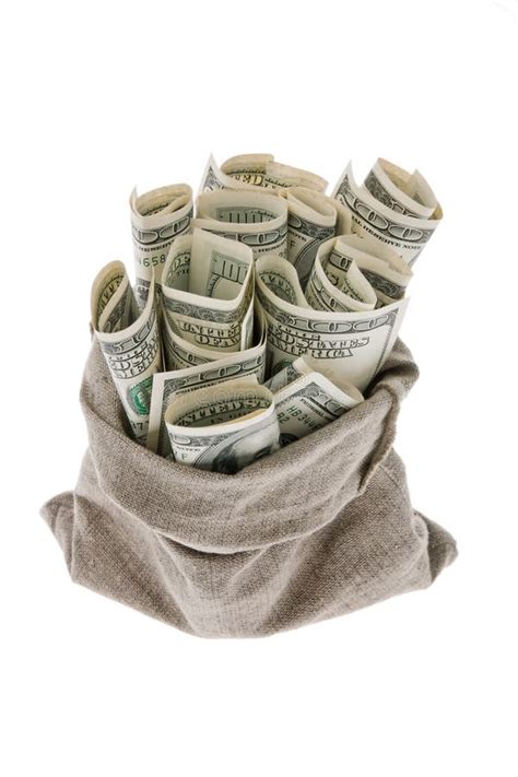 Dollar Money Bills Into A Bag Stock Image Image Of Spending