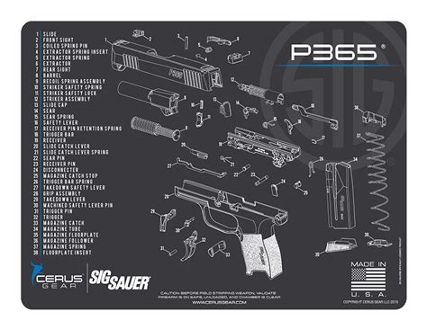 Edog Sig P365 Cerus Gear Schematic Exploded View Heavy Duty Pistol