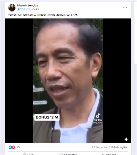 Cek Fakta Beredar Video Presiden Jokowi Janjikan Rp12 M Bagi Timnas